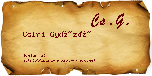 Csiri Győző névjegykártya